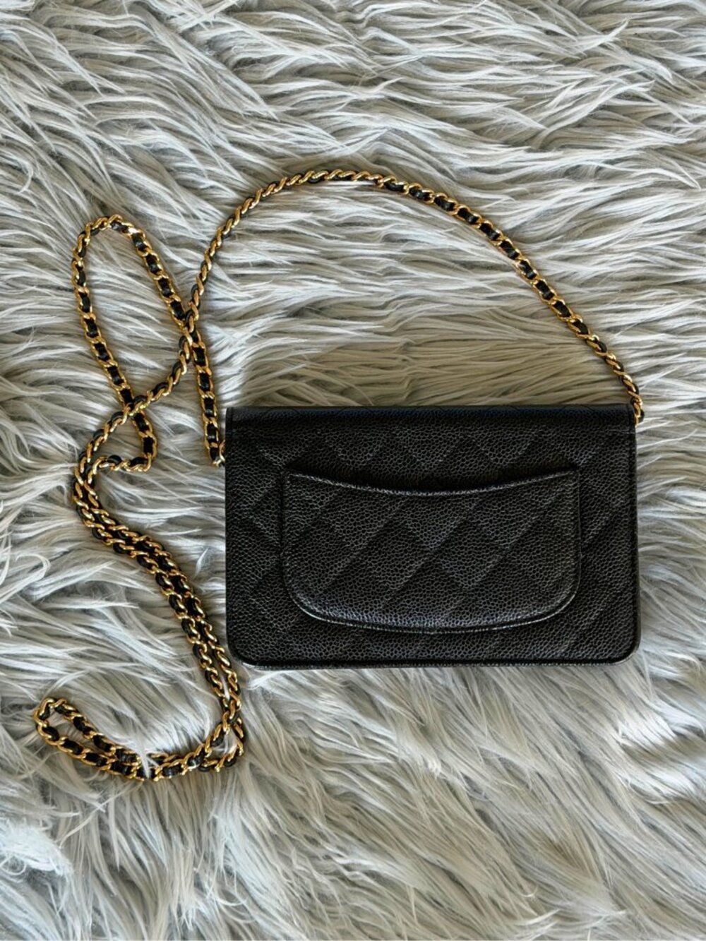 Authentic CHANEL Black Caviar Leather Wallet on Chain WOC Gold Hardware - Picture 3 of 11